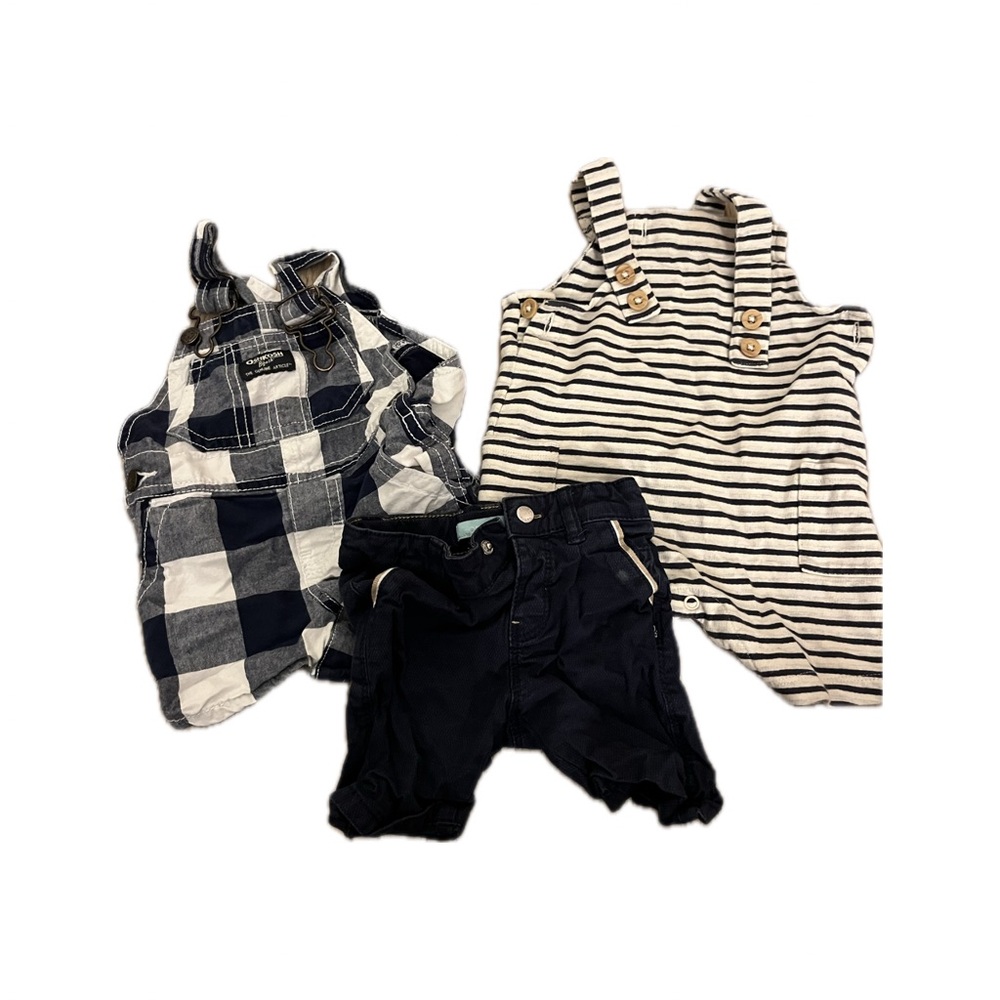 🆕 Baby Overalls and Romper Set - Plaid and Stripes